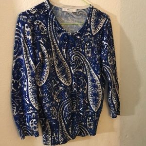 Paisley Navy & White Med Cardigan
